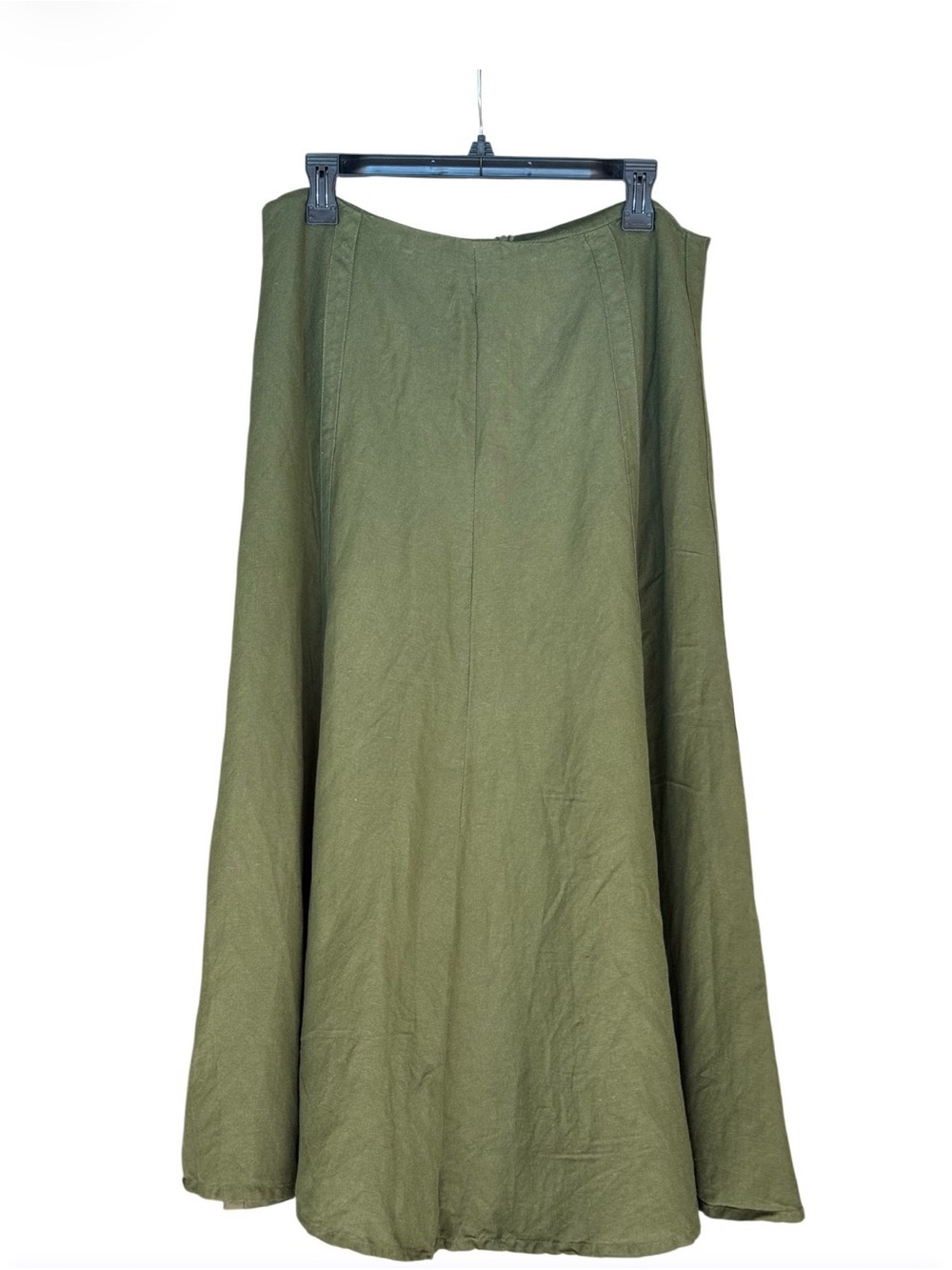 David N Olive Green Linen Blend A-Line Maxi Skirt Size 14 - Picture 2 of 3